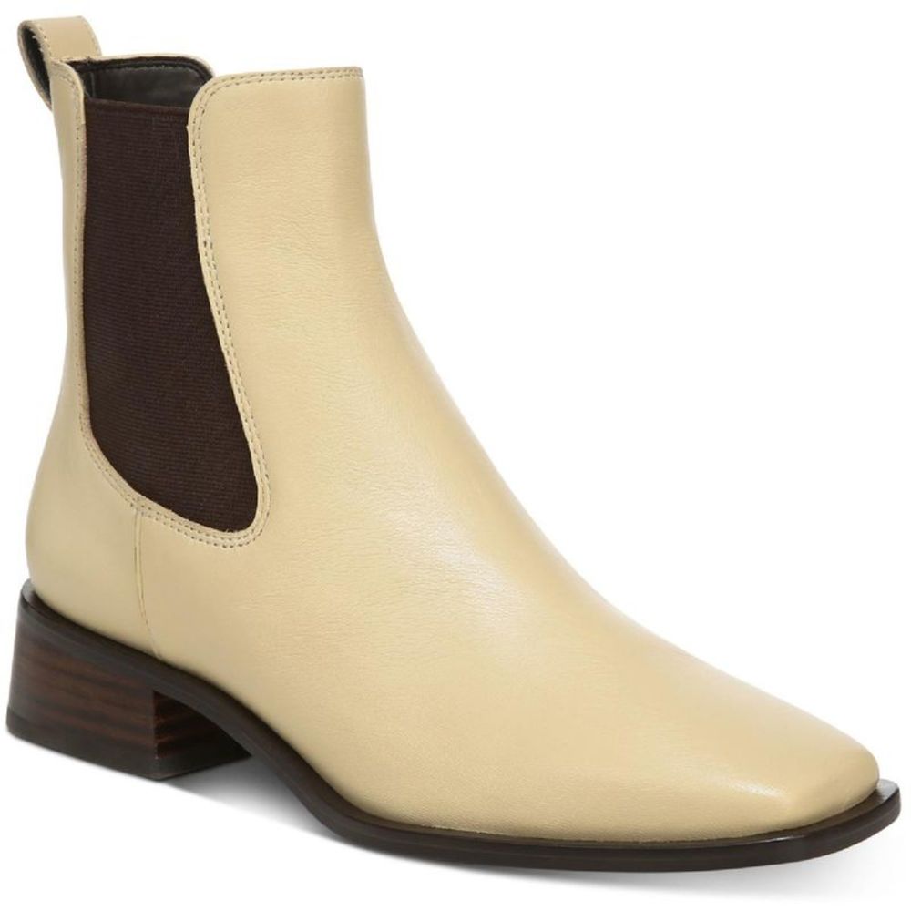 Sam Edelman Womens Thelma White Leather Square Toe Ankle Boots Shoes NWT